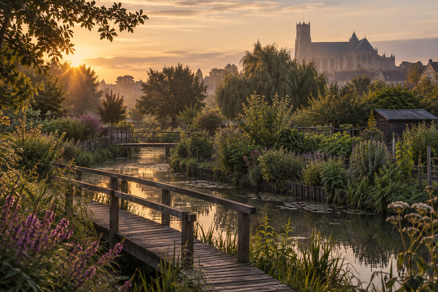Les marais de Bourges au couchant